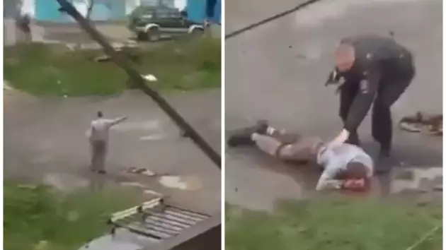 В России мужчина взорвал себя на глазах у соседей и копов (видео)
