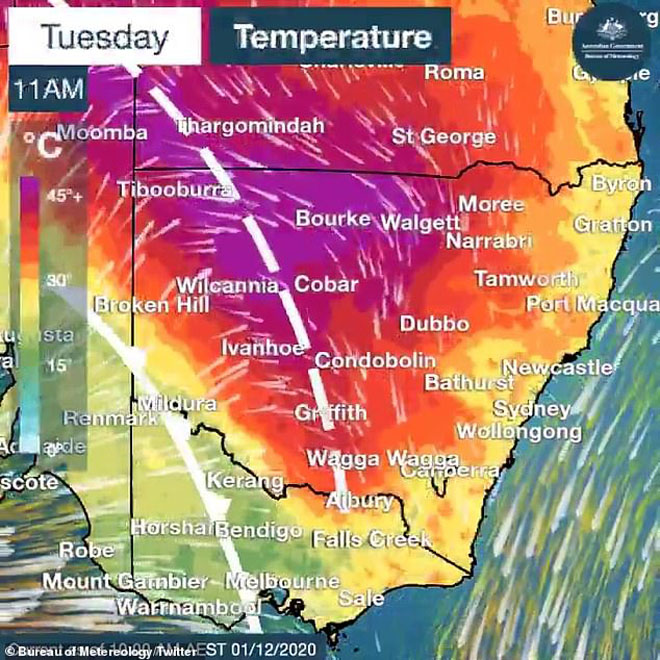В первый день лета в Австралии температура местами достигла +48 °C